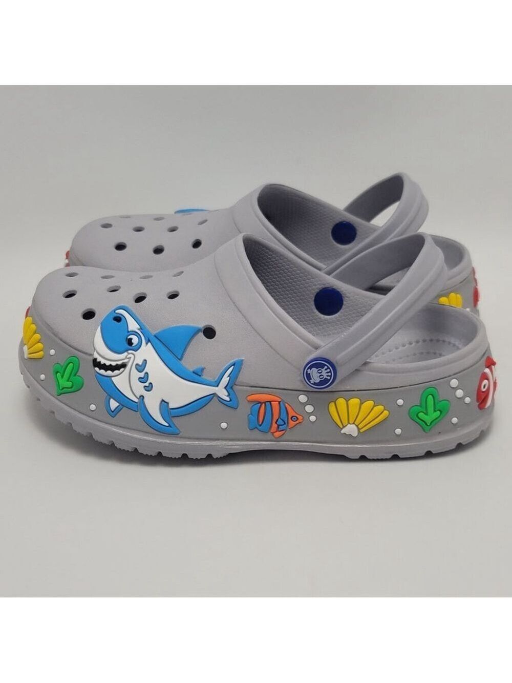 Kids Clogs Slide Garden Shoes Shark Cartoon Slip On Slippers Size 34 Lightweight